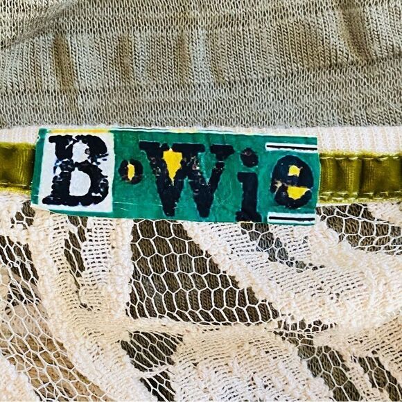 Bowie Vintage High Low Lace Rosettes Portrait Detail Tank Top Sz L - Picture 8 of 15